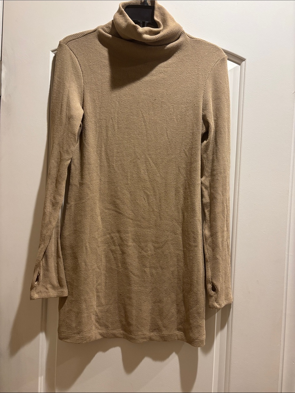 Enza Costa Camel/Tan Turtleneck Long Sleeve Sweater